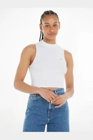 Tommy Hilfiger Tanktop TJW CRP MOCKNECK RIB TANK mit Logostickerei weiß XL (42)