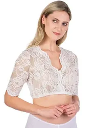 Alpenfee Dirndlbluse Dirndlbluse - NALIA HA - creme, weiß 34