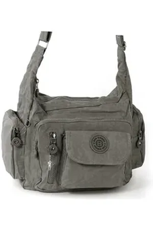 Bag Street Schultertasche Damenhandtasche Schultertasche (Schultertasche), Schultertasche Nylon, grau ca. 30cm x ca. 22cm grau