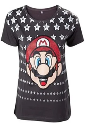 Super Mario Print-Shirt Damen T-Shirt Stars dunkelgrau Erwachsene + Jugendliche XL