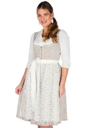 Alpenfee Dirndl Midi Dirndl 2tlg. - SYLVIE - taupe/cremeweiß 44