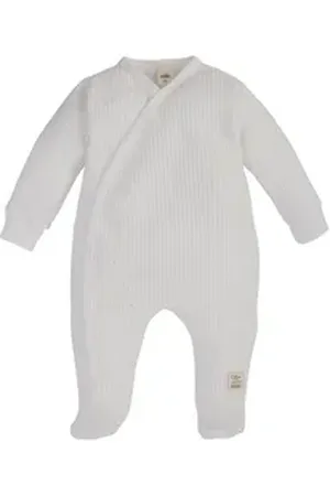 Makoma Strampler Baby Strampler mit Fuß Waffelpique Neugeborene Jungen & Mädchen (1-tlg) Baumwolle weiß 56