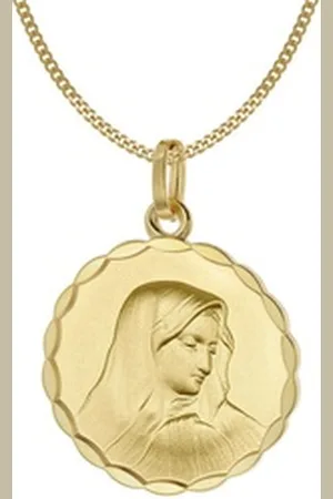 Acalee Panzerkette mit Madonna Anhänger Gold 333 Maria Dolorosa Ø 18 mm goldfarben 60 cm