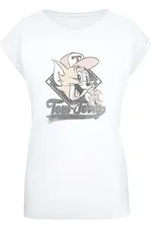 Absolute Cult T-Shirt Damen Ladies Tom and Jerry - Baseball Caps T-Shirt (1-tlg) weiß XL