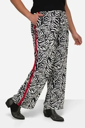 Angel of Style Angel of Style Schlupfhose Hose weit und gerade Zebradruck Seitenstreifen schwarz 56
