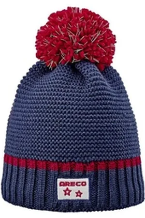 ARECO Strickmütze mit Bommel & reflektierenden Fäden für Kinder blau