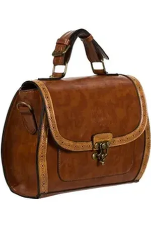 Banned Retro Schultertasche Stevie Camel Braun, Verstellbarer Schultergurt Retro Crossbody Bag schwarz