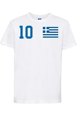 Youth Designz T-Shirt Griechenland Kinder T-Shirt im Fußball Trikot Look mit trendigem Motiv weiß 130-140 (10 Jahre)