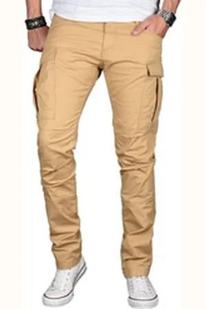 Alessandro Salvarini Cargohose Herren Designer, Stretch Chino AS032 beige|braun 30