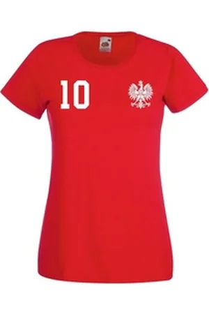 Youth Designz T-Shirt Polen Damen T-Shirt im Fußball Trikot Look mit trendigem Motiv rot XS