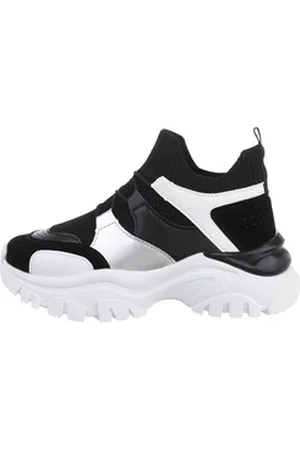 Ital-Design Damen High-Top Freizeit Sneakerboots Keilabsatz/Wedge Sneakers High in Schwarz schwarz 36 EU