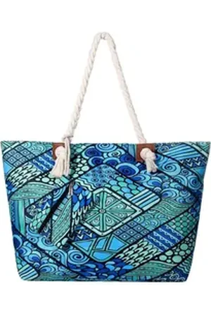 DonDon Strandtasche Shopper wasserabweisende Tasche (2-tlg), Große Strandtasche, mit Reißverschluss, inkl. kleinem Beutel bunt