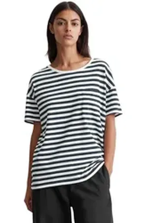Marc O’ Polo T-Shirt aus nachhaltiger Baumwolle, gestreifte Optik blau XS