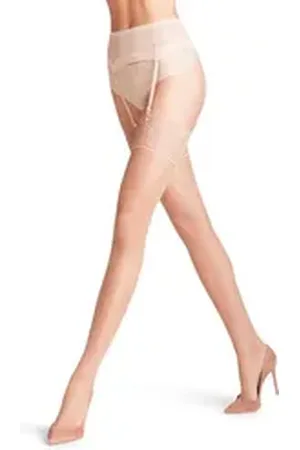 Falke Halterlose Feinstrümpfe Seidenglatt (1-Paar) transparent & glänzend braun II (9,5-10)