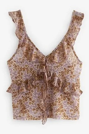 Next Shirttop Trägertop mit Tüllrüschen (1-tlg) lila 42 (GB: 14)