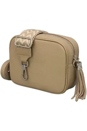 Adel Bags Schultertasche QUASTE Umhängetasche für Damen, Schultertasche, Crossbody Bag, aus echtem Leder, Hergestellt in Italien, mit gemustertem Gürtel