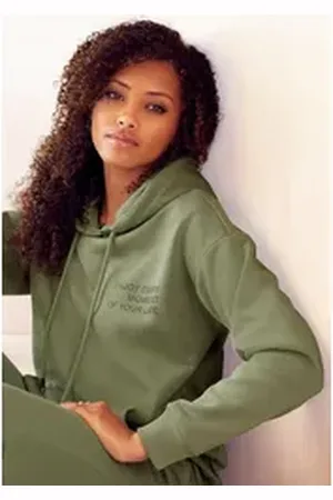 Buffalo Hoodie mit Statement Druck, Loungeanzug grün 32/34