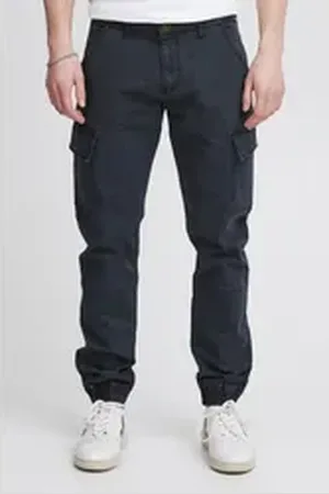 INDICODE Cargohose IDBromfield lange Hose mit elastischen Beinbündchen blau L