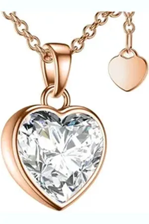 Amoonic Herzkette Halskette Damen Silber 925 Frauen Kette mit Zirkonia Herzanhänger (individuell anpassbare Halskettenlänge), Silberkette Gold Rosegold vergoldet Geschenk Liebe Freundin rosa