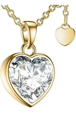 Amoonic Herzkette Halskette Damen Silber 925 Frauen Kette mit Zirkonia Herzanhänger (individuell anpassbare Halskettenlänge), Silberkette Gold Rosegold vergoldet Geschenk Liebe Freundin goldfarben
