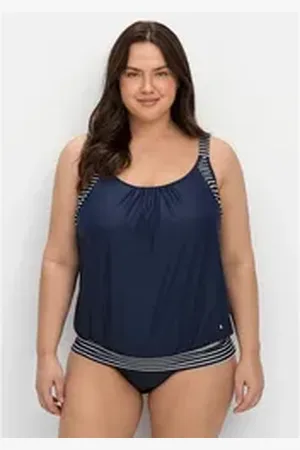 Sheego Tankini-Top Große Größen, in Oversized-Form mit Streifendetails blau 40