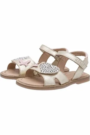 Clic! Sandalen Mädchen mit Klett aus Leder in Gold Rosa 20680 Sandalette 30 EU