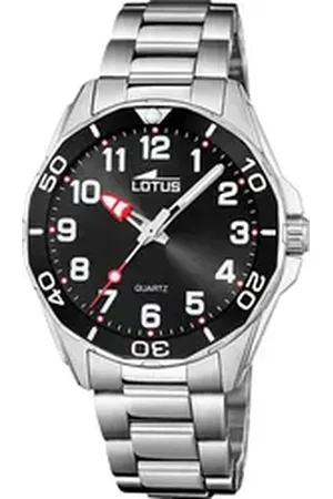 Lotus Chronograph Kinderuhr Edelstahl schwarz , (Chronograph), Kinder Armbanduhr rund, mittel (ca. 36mm), Edelstahl schwarz