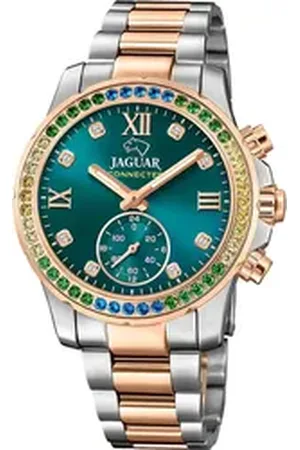 Jaguar Multifunktionsuhr Damenuhr Edelstahl silber rosegold, (Multifunktionsuhr), Damen Armbanduhr rund, Edelstahlarmband silber, rosegold silberfarben