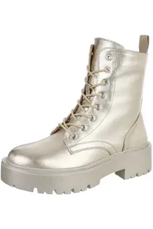 Ital-Design Damen Schnürschuhe Freizeit Schnürstiefelette (87124789) Blockabsatz Plateaustiefeletten in Gold goldfarben 37 EU
