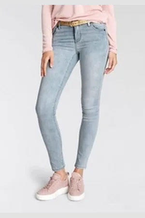Tamaris Skinny-fit-Jeans schmale Beinform, normale Leibhöhe, 5-Pocket-Form, Used-Waschung blau 40