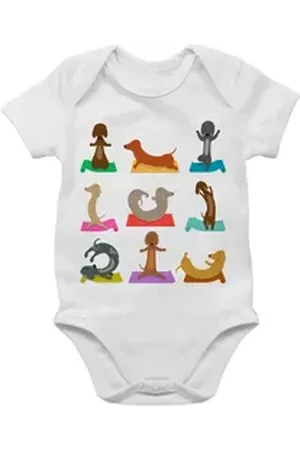 Shirtracer Shirtbody Dackel Yoga Dackel Lustig Hunde weiß 18/24 Monate