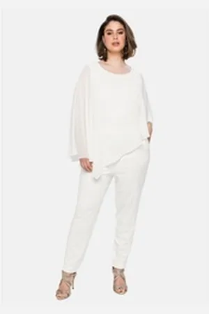 Sheego Jumpsuit Große Größen im Lagenlook, mit Fledermausärmeln weiß 48