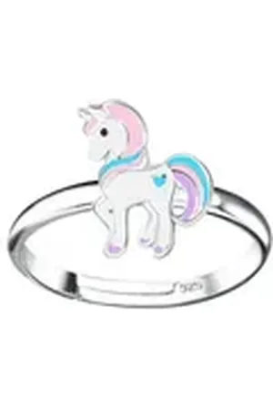 ALEXANDER YORK Silberring EINHORN HERZ hellrosa, 925 Sterling Silber silberfarben
