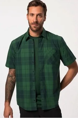 JP 1880 Kurzarmhemd Karohemd Outdoor Halbarm Kentkragen gelb|grün XXL