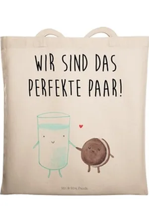 Mr. & Mrs. Panda Tragetasche Milch Keks - Transparent - Geschenk, Laptoptasche, Gute Laune, Strand (1-tlg), Emotionale Sprüche