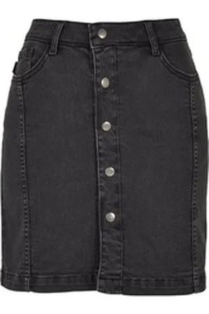 Urban classics Sommerrock Damen Ladies Organic Stretch Button Denim Skirt (1-tlg) schwarz 26