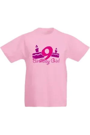 G-graphics T-Shirt 9 – Birthday girl Kinder T-Shirt, mit Motiv, zum Geburtstag rosa 140