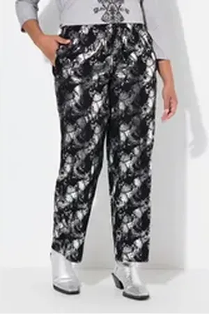 Angel of Style Angel of Style Schlupfhose Hose gerades Bein Metallic-Print Elastikbund schwarz 44