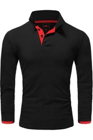 amaci Poloshirt CHARLOTTE Langarm Kontrast Poloshirt rot|schwarz|weiß 4XL