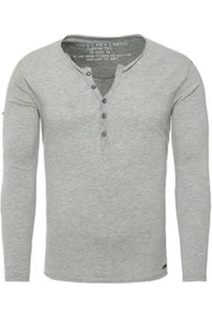 Key Largo Henleyshirt Ginger vintage Look uni Basic MLS00038 mit Knopfleiste unifarben langarm slim fit XL