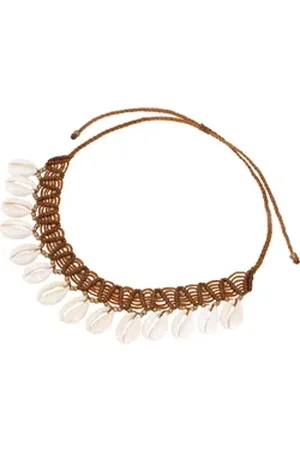 GURU-SHOP Perlenkette Ethno Kette, Tribal Goa Muschel Collier - caramel braun