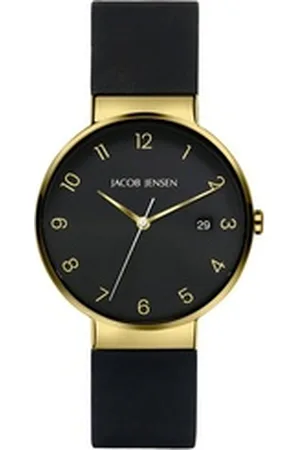 Jacob Jensen Quarzuhr Herrenuhr Titan Quarz Schwarz/Goldfarben schwarz
