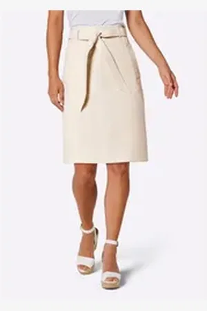 CRÉATION L A-Linien-Rock Lammnappa-Lederrock beige 40