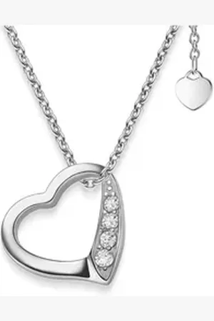 Amoonic Herzkette Halskette Damen Silber 925 Frauen Kette mit Zirkonia Herzanhänger (individuell anpassbare Halskettenlänge), Echte Herz Silberkette Geschenk Freundin + Gravur Ich liebe dich silberfarben