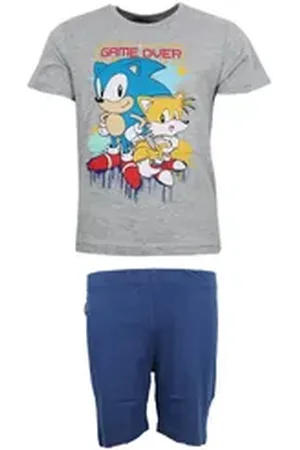Sonic The Hedgehog The Hedgehog Schlafanzug Sega The Hedgehog Tails Jungen Kinder Pyjama Gr. 104 bis 134 grau 110