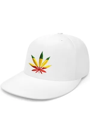 Blondie & Brownie Beanie Unisex Erwachsene Cannabis Reggae Jamaica Gras Patch Stick weiß
