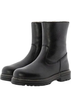 Clic! Stiefel Leder Damen Teens Boots 20440 Lammfellfutter Schwarz Schnürstiefelette 39 EU