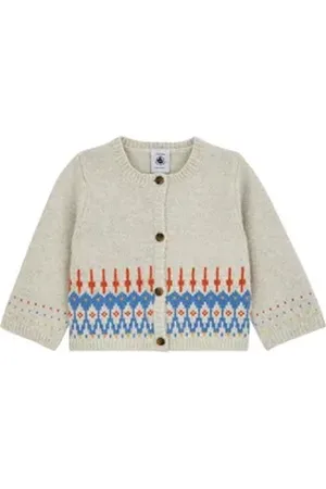 Petit Bateau Strickjacke Baby Strickjacke Cardigan beige Jacquard Muster 6m / 67 cm