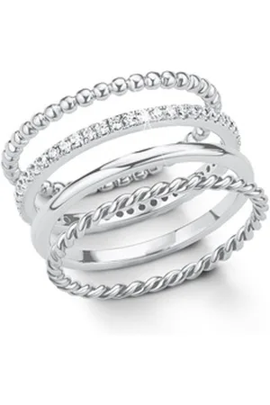 QS by s.Oliver Fingerring Ring Set Damen von , 925er Silber mit Zirkonia (Größe: 50mm) silberfarben 50