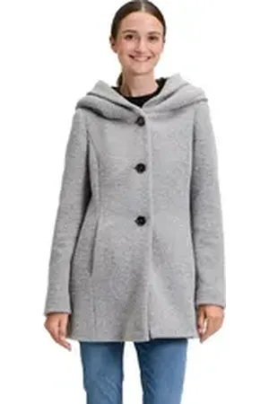 AMBER & JUNE Kurzjacke Kurzmantel mit Kapuze grau 46